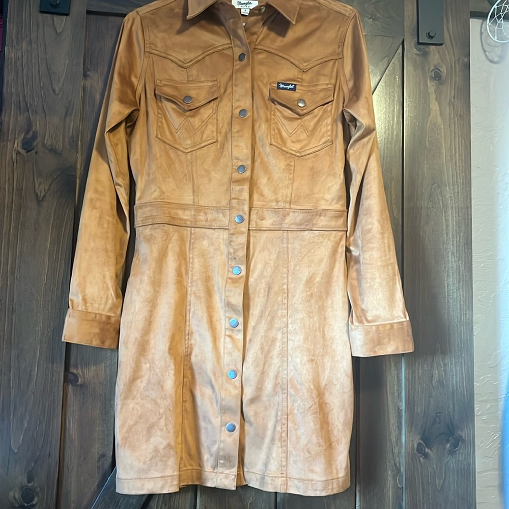 Wrangler Shirt Dress Women’s Small Faux Suede